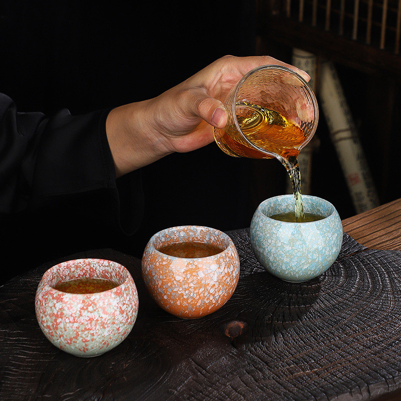 Gốm Tianmu Glaze Kiln Thay Đổi Cốc Xây Dựng Sakura Rồng Trứng Cốc Không Màu Cốc Kung Fu Trà Master Cup Bát Trà Quà Tặng 7PB2