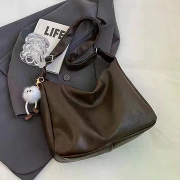 Women's Minimalist Shoulder Bag – Fits Laptop, for School