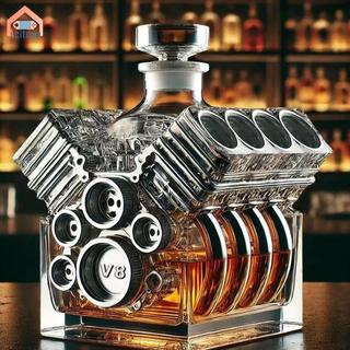 Xe V8 Hình Động Cơ Whisky Chai Rượu Bình Đựng Đồ Ăn Độc Đáo Nhà Hàng Trong Suốt Bình Cho Rượu Bourbon Brandy