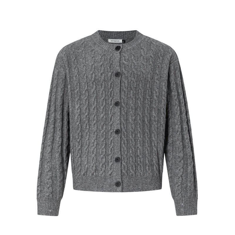 Cardigan nam len pha trộn cáp đan, ấm áp thu đông
