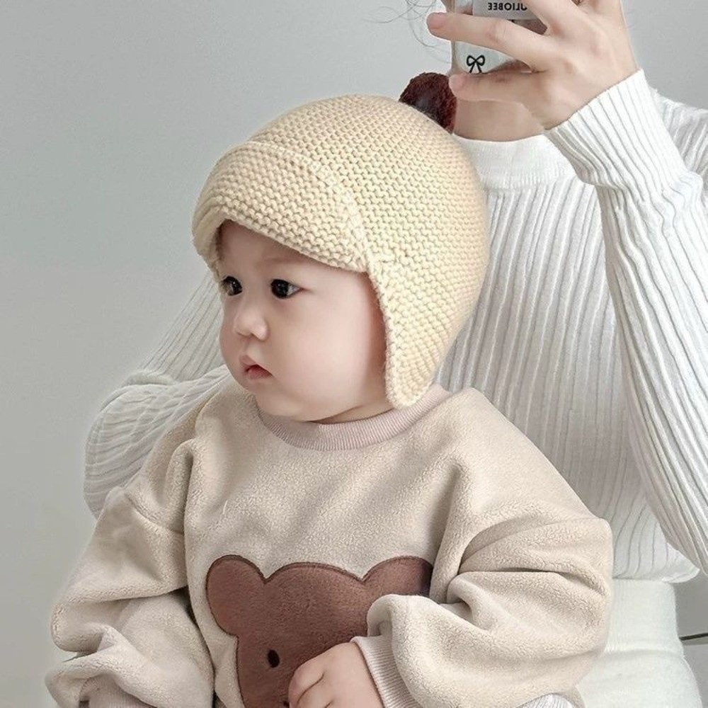 Mũ bông tai NEAVERLER, Bịt tai bé mùa đông màu trơn chống gió, Thiết kế dễ thương ấm áp Mũ ấm áp bé trai bé gái