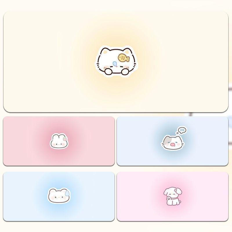 Thảm trải bàn chơi game Gradient dễ thương - Tấm lót chuột lớn chân dung mèo tối giản, dày 3mm & chống trượt