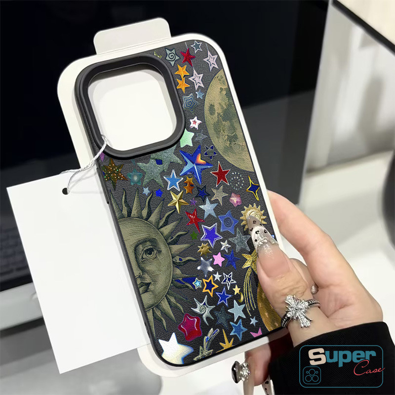 Ốp Lưng Tương Thích Cho IPhone 15 16 11 17 13 14 12 Pro Max 16 13 15 17 12 14 Pro 16 14 14 15 Plus XR X XS Max Thời Trang Mặt Trời Sang Trọng Mặt Trăng Nhiều Màu Sắc Ngôi Sao Bìa Mềm