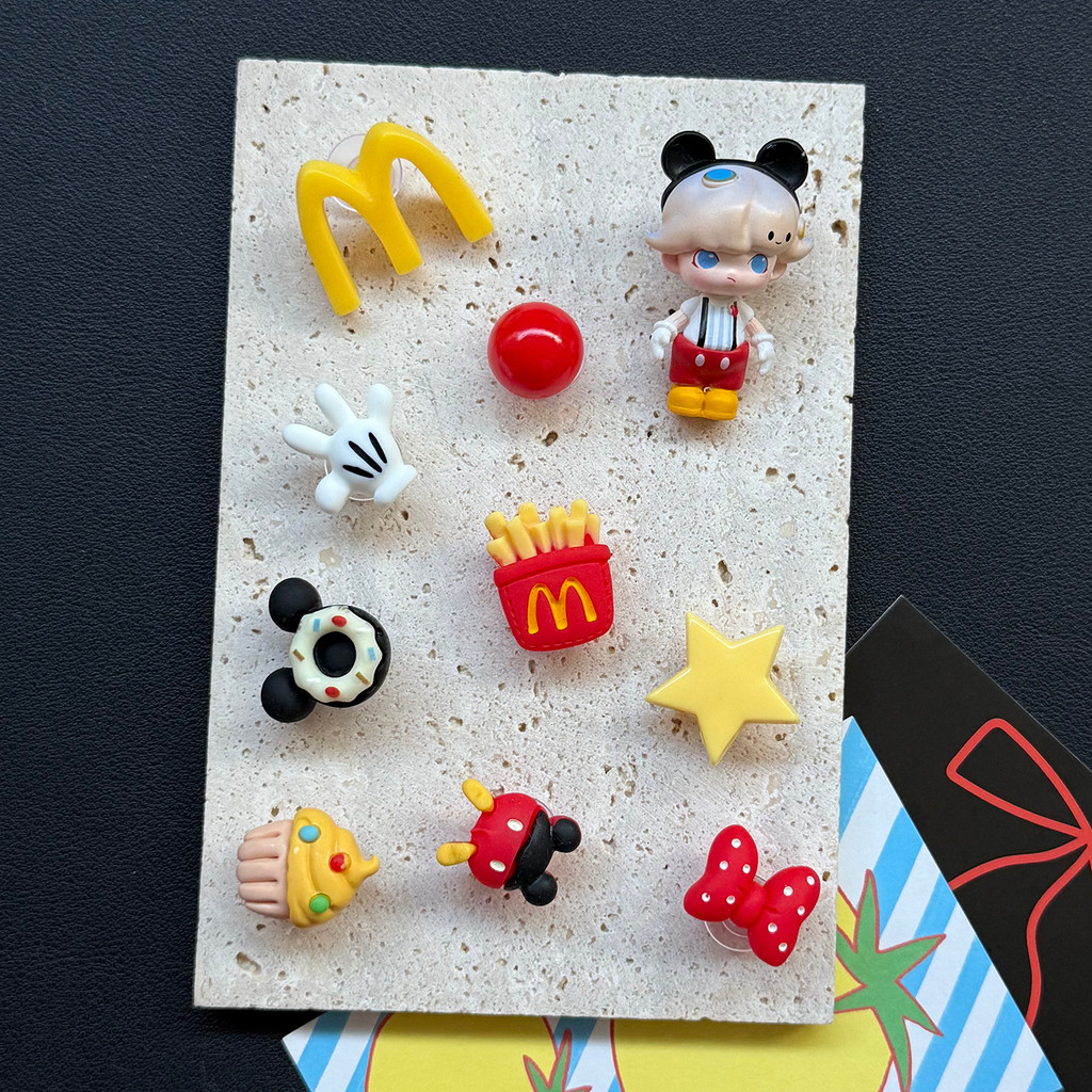 Phụ kiện lỗ Pop Mart Mickey Dimoo hoa dễ thương DIY cho Crocs, khóa giày có thể tháo rời cao cấp