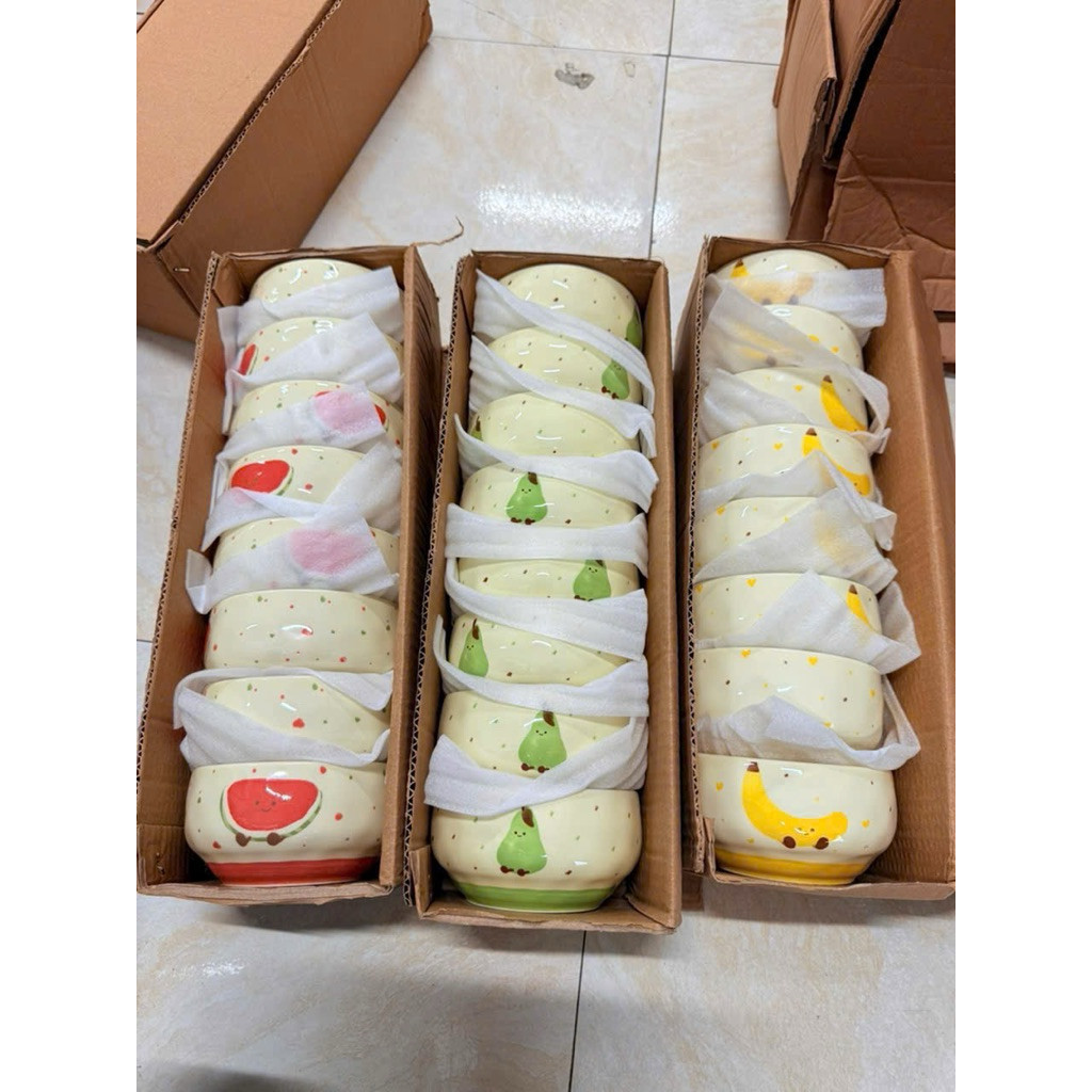 SET 4 BÁT CON SỨ HÌNH TRÁI CÂY XINH XẮN, BÁT ĂN DẶM CHO BÉ, BÁT DECOR XINH XẮN, SET BÁT LÀM QUÀ TẶNG Ý NGHĨA