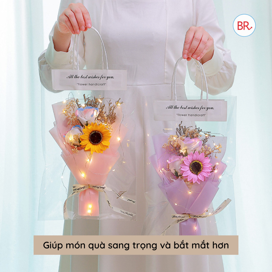 [20/11] Sỉ 10/20/30 Túi bóng kính trong suốt in chữ đựng hoa,quà,có quai xách quà tặng sinh nhật, 20/11,8/3,.. ANGIHOME