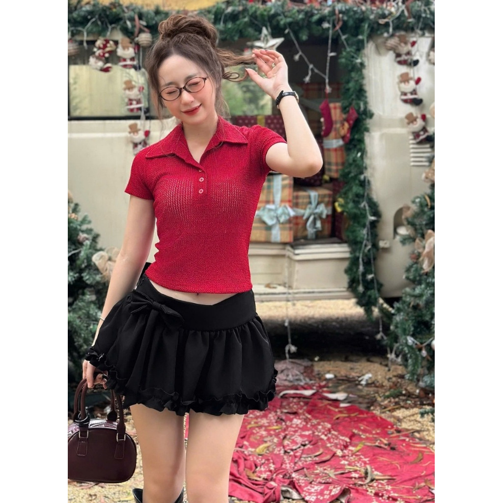Áo Thun Nữ Tay Ngắn Kiểu Cổ Bẻ  Phong Cách Basic A51230