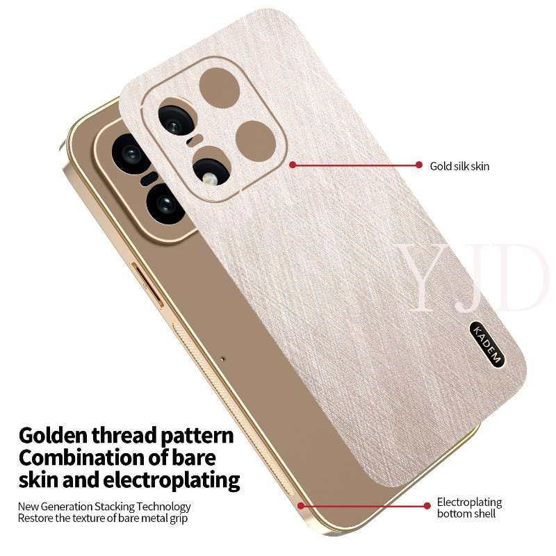 Ốp Lưng Cho OnePlus 15 Vàng Da Lụa Mạ Điện Khung TPU Chống Rơi Vỏ Điện Thoại