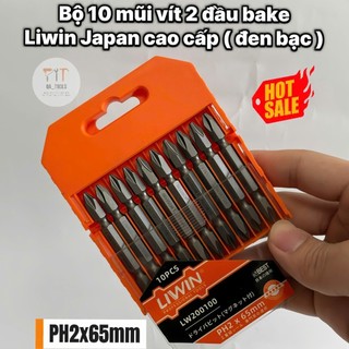 Bộ 10 mũi bắn vít Liwin Japan PH2 dài 65mm siêu cứng 2 đầu bake hàng tốt