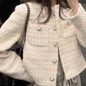 áo kiểu nữ xịn hàn quốc độc lạ áo khoác ngoài mỏng hồng sang áo dạ tweed bigsize chảnh dễ thương cho nữ