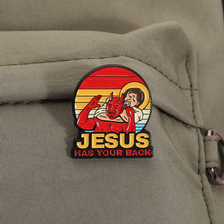 Trâm Huy Hiệu Kim Loại Màu Tối Cho Balo và Quần Áo - Thiết Kế Hài Hước Phù Hợp Jesus Có Lưng Của Bạn