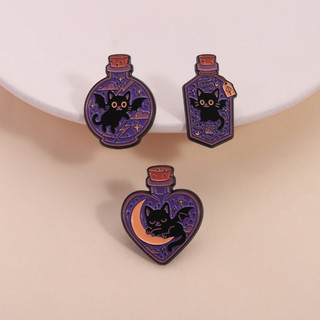 Huy hiệu mèo phù thủy màu tím gothic, sáng tạo, dễ thương - Phụ kiện thời trang cho ba lô và quần áo