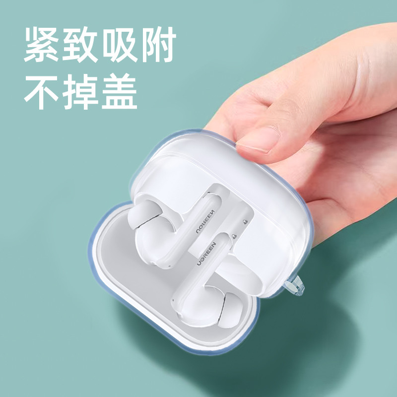 Dành Cho Ugreen EchoBuds Magic Tai Nghe Ốp Lưng TPU Trong Suốt Tai Nghe Bảo Vệ Vỏ Bảo Vệ Tai Nghe Chống Sốc Tay Mềm Có Nhẫn