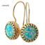 Một thế giới| Vintage Nữ Nhiều Màu Tròn Giả Opal Khắc Tòn Ten Móc Bông Tai Trang Sức