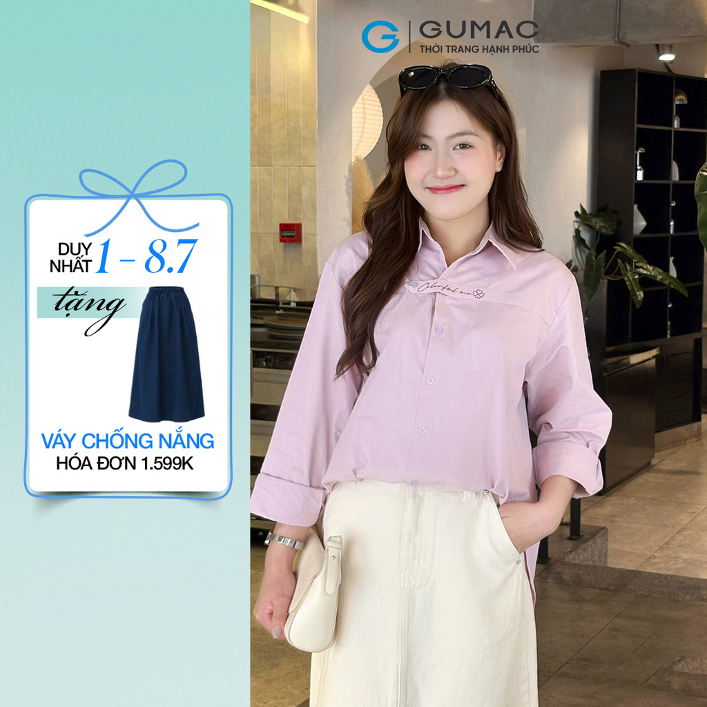 Áo sơ mi nữ Gmorning - GUMAC nẹp thêu  YAF10004