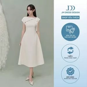 Đầm Dáng Đổ Buộc Nơ Vai 1S55.2507K – Đầm Dự Tiệc Cắt Out Ngực Thanh Lịch Romantic Minimalism Thiết Kế Bởi JM Dress