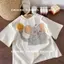 Girls (90-150) Phiên bản Hàn Quốc mùa hè Phù hợp với phong cách phương Tây Áo thường ngày màu trắng