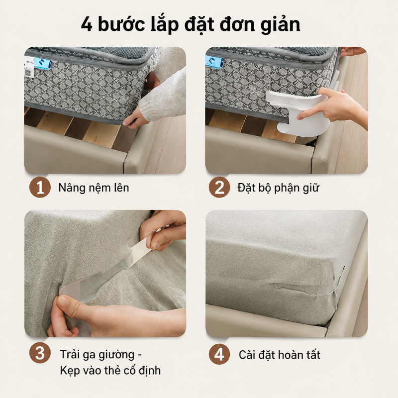 Set 4 Kẹp giữ ga giường vô hìn, Kẹp cố định ga giường chống trượt, Thanh cố định ẩn hình đẹp mắt hơn