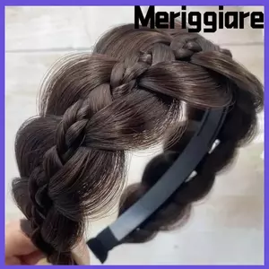 Băng đô xoắn MERIGGIARE, Băng đô bện cổ điển dành cho nữ, Phụ kiện mũ nón Chống trượt Đầu xương cá rộng Tạo kiểu vòng