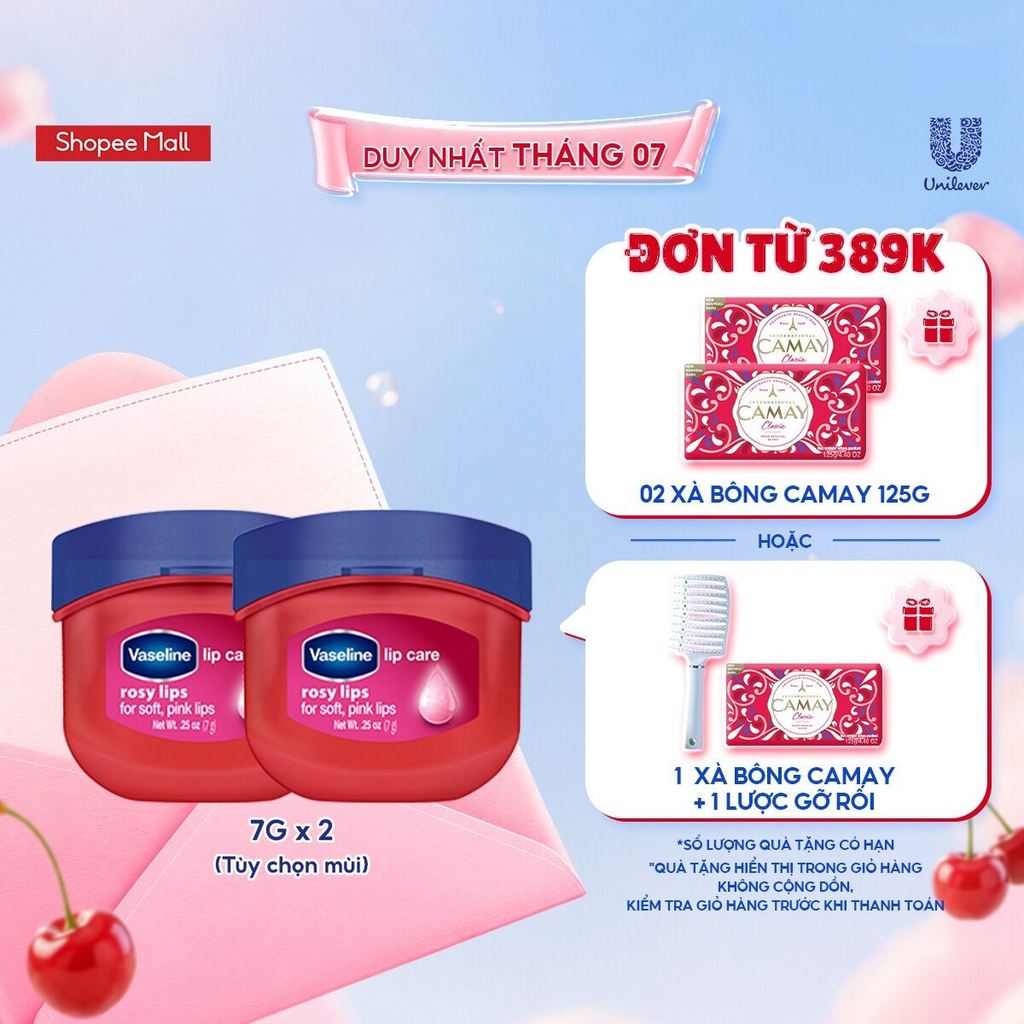 Combo 2 Hũ sáp dưỡng môi Vaseline Lips Care 7g (Tùy chọn mùi)