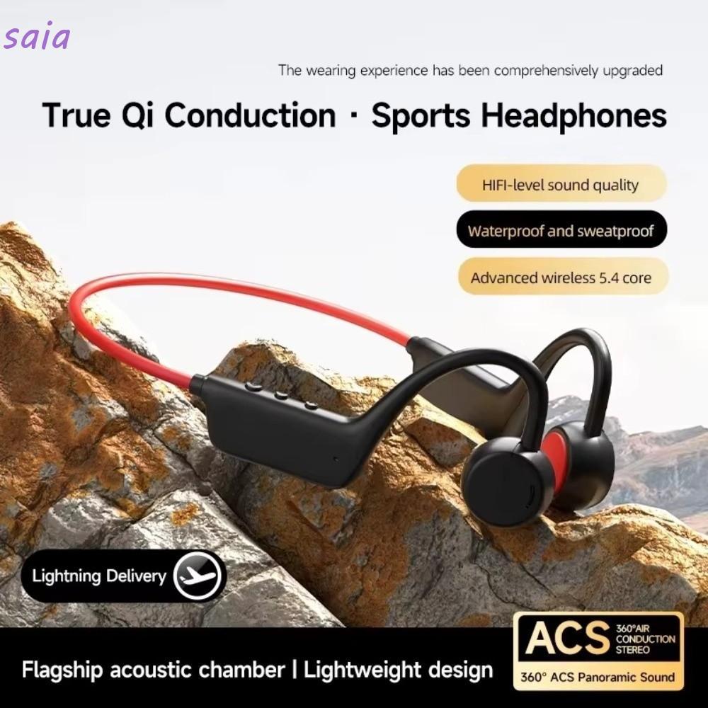Tai nghe dẫn truyền xương SAIA, Tai nghe không dây chống nước Bluetooth 5.4 IPX8, Dễ sử dụng với micrô Tai nghe thể thao Bài tập