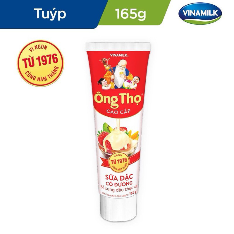 Combo 4 tuýp Sữa đặc Ông thọ 165g (6 vị: có đường, socola, dâu, 9 loại hạt, cà phê, matcha)