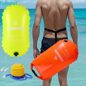 Túi phao bơi bơm hơi FUHUIOT, Túi khí đôi Túi khô phao kéo có thể nhìn thấy cao, Túi điện thoại màn hình cảm ứng với máy bơm bơm hơi Phao an toàn bơi dày Thể thao dưới nước