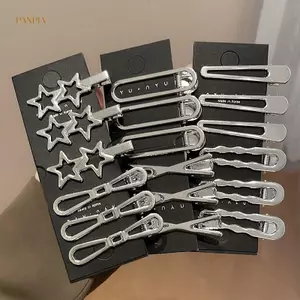 PNPIA- 3 Chiếc Bạc Kim Loại Dubill Kẹp Nữ Kẹp Tóc Bên Nổ Nữ Nữ Barrettes Phụ Kiện Tóc