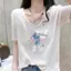 Áo thun ngắn tay màu trắng mùa hè 2025 dành cho nữ Size lớn mỏng cổ chữ v nửa tay bằng vải lanh cotton