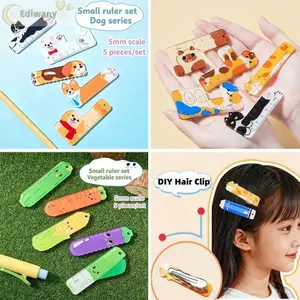 EDIWANY 5 Chiếc Mèo Chó Mini Thước, Sáng Tạo Di Động Hoạt Hình Động Vật Thước, Dễ Thương 5cm Văn Phòng Phẩm Mặt Dây Chuyền Thước Sinh Viên Phần Thưởng Quà Tặng