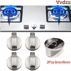 VVDZA 2 Cái Núm Điều Khiển Nồi 6mm / 8mm Hợp Kim Kẽm Bạc Bếp Gas Công Tắc
