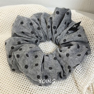 Yoing / Phiên Bản Hàn Quốc Retro Phong Cách Phương Tây Xám Checkered Chấm Bi Vải Scrunchy Dây Buộc Tóc Phụ Kiện Tóc