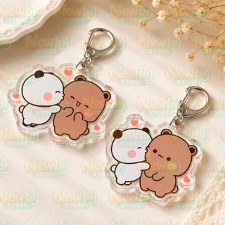 Loverly Bubu Dudu White Grey Couple Kiss Bear Keychains Bag Charm for Accessories Jewelry Key Chain Keyrings