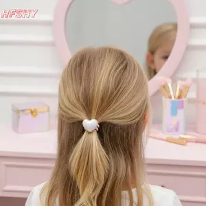 HFSHY Trẻ Em Phụ Kiện Tóc Dễ Thương Ngón Tay Cái Mềm Tóc Nhẫn Trái Tim Ngọt Ngào Ngọc Trai s Cho Bé Gái Mặc Hàng Ngày Quà Tặng VN