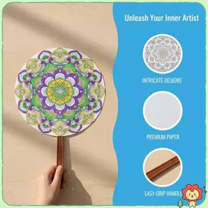 10 Chiếc DIY Vẽ Tay nk Họa Tiết Hoa Tròn Quạt Giấy Tô Màu Nghệ Thuật Thủ Công Cho Trẻ Em Hoạt Động Sau Giờ Học Trang Trí Tiệc
