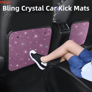 THEGIRL8B Bling Car Kick Mats, Tấm bảo vệ ghế sau bằng kim cương giả dễ thương, Vỏ bọc ghế sau ô tô lấp lánh quyến rũ bền bỉ Chống bẩn Nội thất ô tô