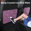 THEGIRL8B Bling Car Kick Mats, Tấm bảo vệ ghế sau bằng kim cương giả dễ thương, Vỏ bọc ghế sau ô tô lấp lánh quyến rũ bền bỉ Chống bẩn Nội thất ô tô