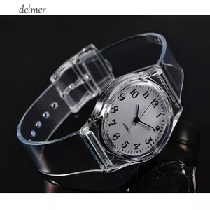 Đồng hồ DELMER Analog Nam Dây đeo tốt Dây đeo trong suốt Nữ thạch anh PVC