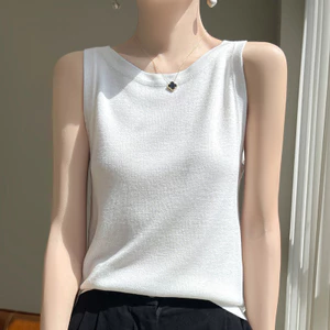 2025 Dệt Kim Camisole Mùa Hè Bên Ngoài Mặc Áo Sơ Mi Bên Trong Không Tay Đáy Áo Vest Nữ Mùa Hè NIZK