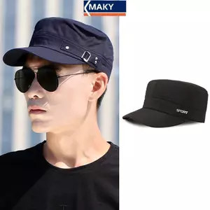 MAKY Phong Cách Mũ Nam Nữ Màu Nguyên Chất Cotton Flat Top Cap Xuân Hè Thu Có Thể Điều Chỉnh Tấm Che Mũ VN