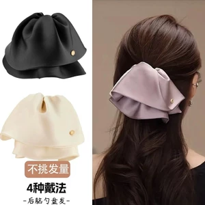 Váy Satin Ruy Băng Thanh Lịch Nửa Ngón Đuôi Ngựa Kẹp Lưng Đầu Tóc Top Kẹp Cá Mập Kẹp Phụ Kiện Tóc Đầu YJPB