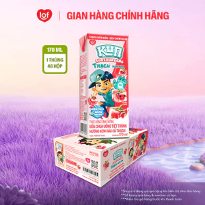 Kun Sữa chua uống hương Kem Dâu có Thạch thùng 48 hộp x 170ml
