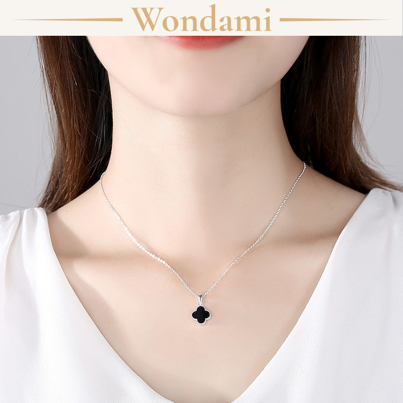 [Không Gỉ] Dây Chuyền Thép Titan Cỏ Bốn Lá Đeo 2 Mặt Khảm Đá Zircon 805