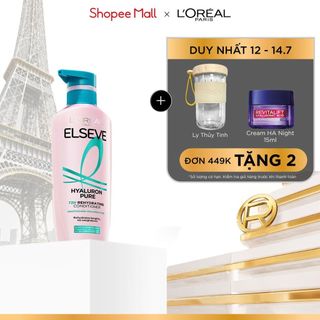 Dầu xả nhẹ bồng mái tóc 72H Elseve HA Pure cho da đầu dầu hoặc Moist cho da đầu khô 375ML