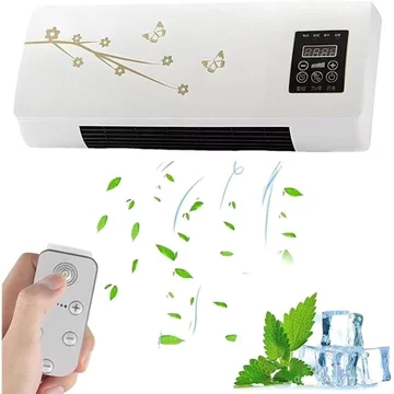 Máy tuần hoàn không khí di động Máy điều hòa di động gắn tường 2 trong 1 Hệ thống sưởi không khí Mini siêu bền với ống điều khiển từ xa Sử dụng văn phòng gia đình (B)