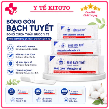 Bông gòn Bạch Tuyết y tế gói 25g, 45g, 100g, Dùng chăm sóc cá nhân và chăm sóc y tế, Y TẾ KITOTO