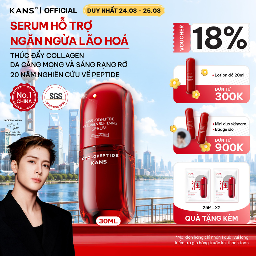 KANS Serum Chống Lão Hóa giúp Dưỡng Ẩm, Làm Mờ Nếp Nhăn, Đốm Nâu, Săn Chắc Da, Phục Hồi Làn Da 30ml