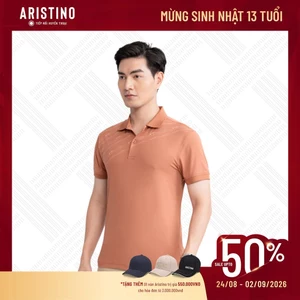 ARISTINO Áo Polo Nam Ngắn Tay Slim Fit APS084S3 Thun Lạnh Mỏng Nhẹ Co Giãn Giữ Màu Tốt Mềm Mịn
