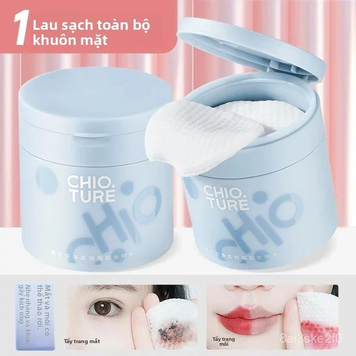 Khăn giấy tẩy trang miếng bông tẩy trang mắt môi mặt 3 trong, khăn giấy tẩy trang mắt môi dung dịch