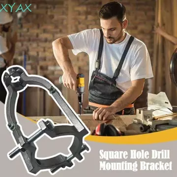 Giá đỡ cố định máy khoan lỗ vuông XYAX, Giá đỡ gắn máy khoan điện cầm tay chắc chắn, với 4 chiếc Máy khoan lỗ vuông Bộ chuyển đổi mũi khoan dự phòng chính xác cho máy khoan